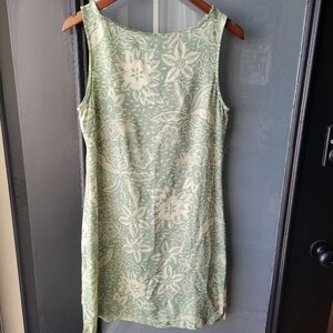 VINTAGE Weekend Traffic Knee Dress Medium Sleeveless Pull On Soft Green/Yellow